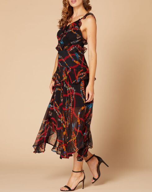 Robe Caftan noir/multicolore