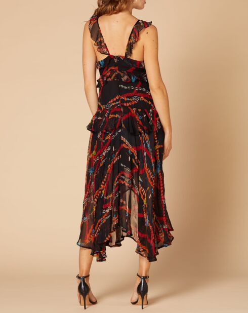 Robe Caftan noir/multicolore