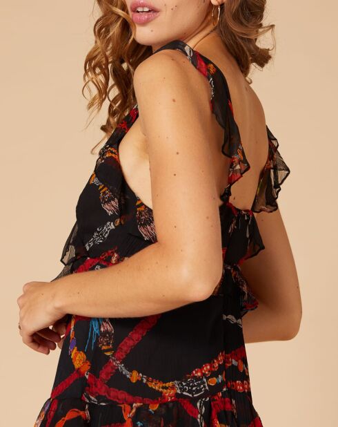 Robe Caftan noir/multicolore
