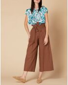 Blouse Bouvreuil imprimée turquoise