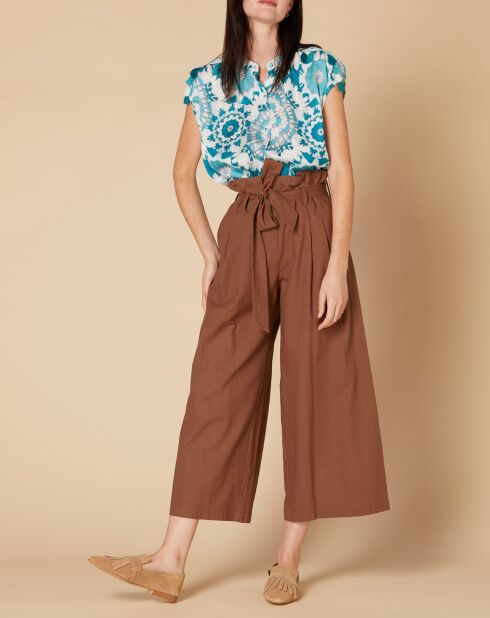 Blouse Bouvreuil imprimée turquoise