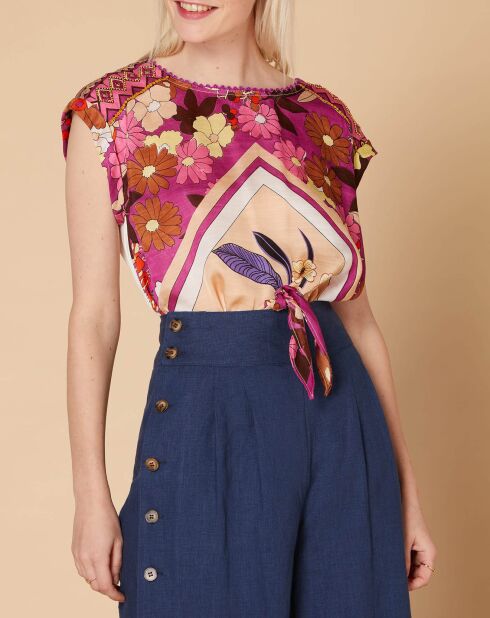 T-Shirt Echo imprimé rose/nude