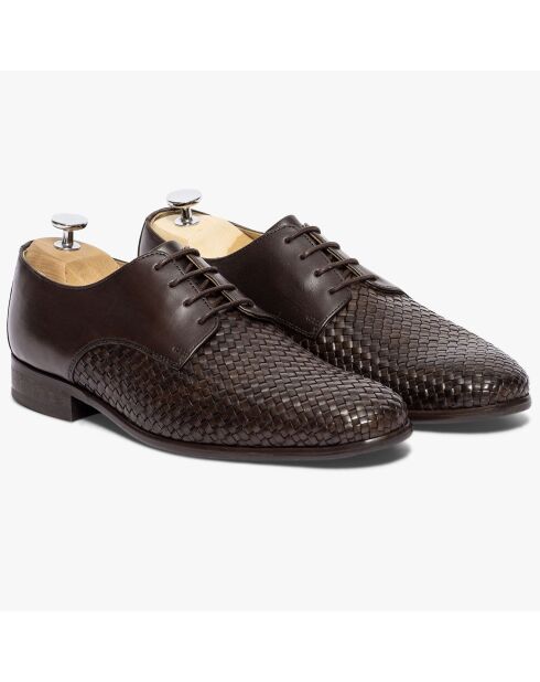 Derbies en Cuir tressé Loup marron