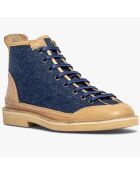 Boots en Cuir & Toile Romello bleu denim