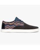 Sneakers en Velours de Cuir & Toile imprimées Carl noir/multicolore