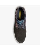 Sneakers en Velours de Cuir & Toile imprimées Carl noir/multicolore
