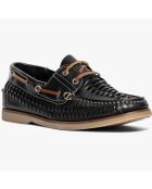 Chaussures bateaux en Cuir tressé Dixon noirs