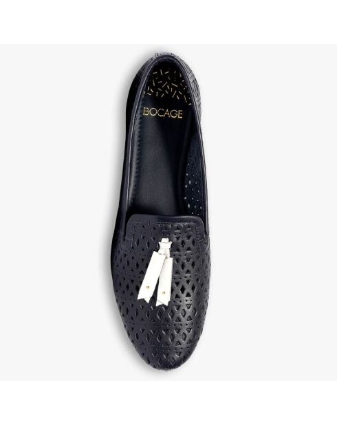 Anael Marine opengewerkte leren pantoffels