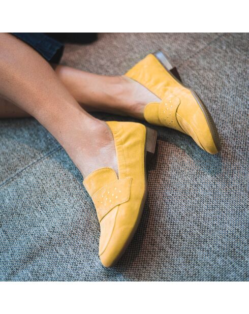 Mocassini Aissa in pelle color zafferano