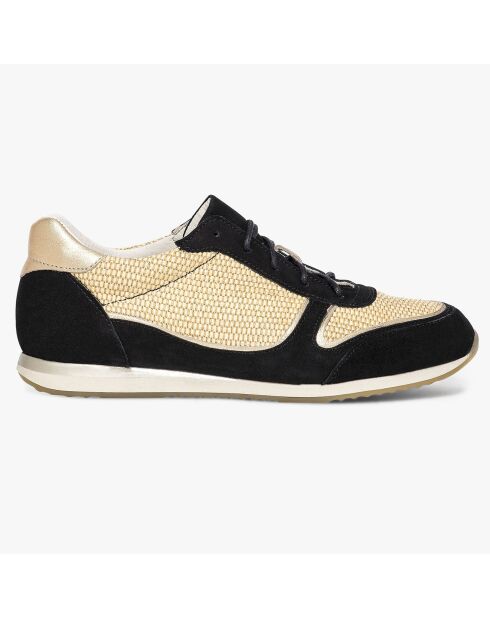 Sneakers en Velours de Cuir biamtières Lyman noir/paille
