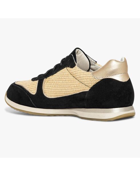 Sneakers en Velours de Cuir biamtières Lyman noir/paille