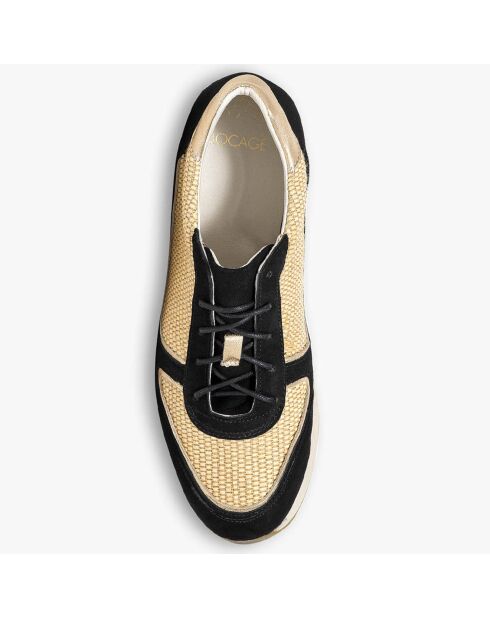 Sneakers en Velours de Cuir biamtières Lyman noir/paille