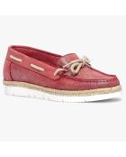 Chaussures bateau en Velours de Cuir Lauris rouges