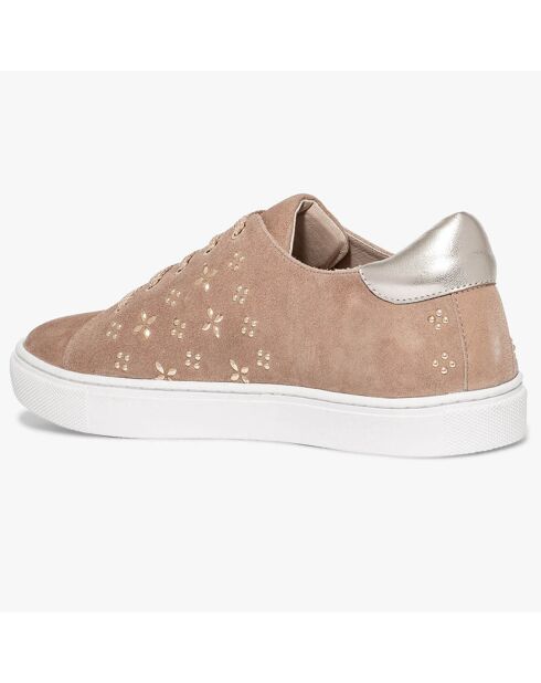 Sneakers en Velours de Cuir à motifs Lauraine nude