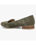 Khakifarbene belgische Velourslederpantoffeln