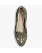 Khakifarbene belgische Velourslederpantoffeln