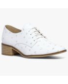 Derbies en Cuir brodé coeurs Cipriano blanches