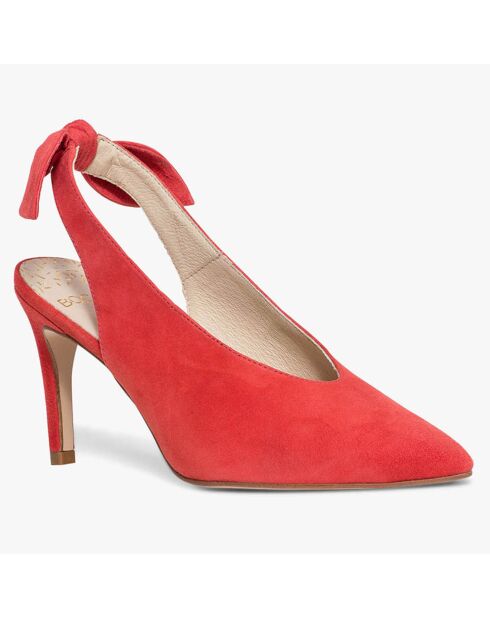 Slingbacks en Velours de Cuir Genny rouges