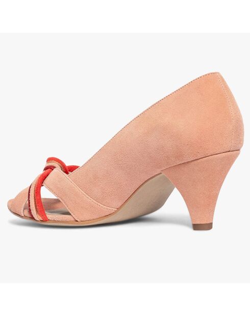 Escarpins en Velours de Cuir Daphne pêche - Talon 6 cm