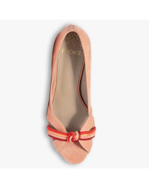 Escarpins en Velours de Cuir Daphne pêche - Talon 6 cm