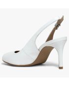 Slingbacks en Cuir Dimitri blancs - Talon 8.5 cm