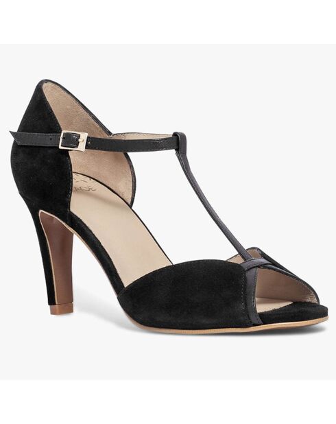 Escarpins en Velours de Cuir Dipriane noirs - Talon 8 cm