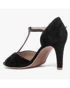 Escarpins en Velours de Cuir Dipriane noirs - Talon 8 cm