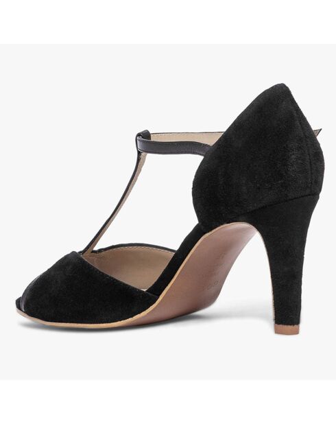 Escarpins en Velours de Cuir Dipriane noirs - Talon 8 cm