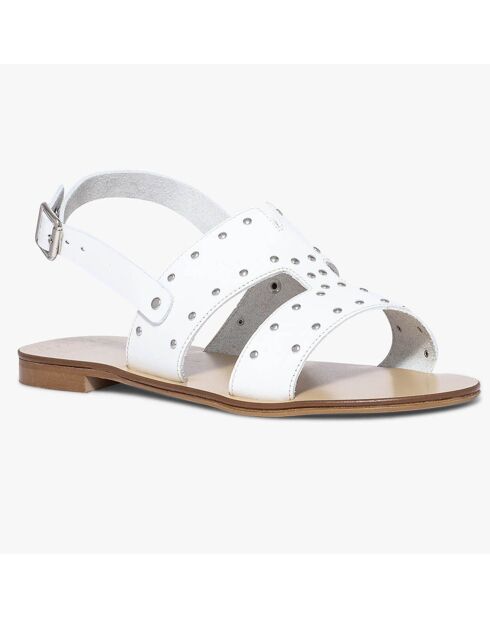 Sandali bianchi Jovan in pelle con borchie