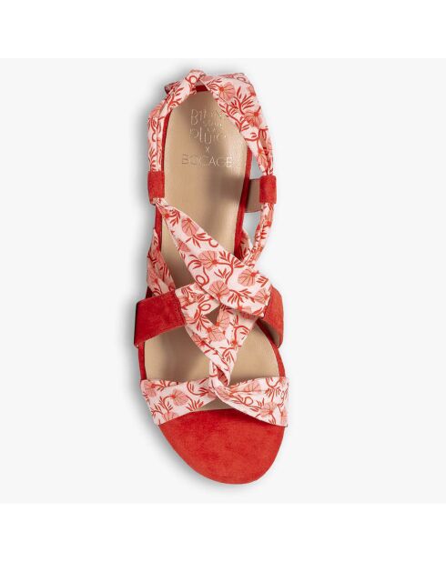 Sandali Juillet Cherry in pelle e tessuto stampati