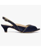 Slingback en Velours de Cuir Hervea encre