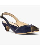 Slingback en Velours de Cuir Hervea encre