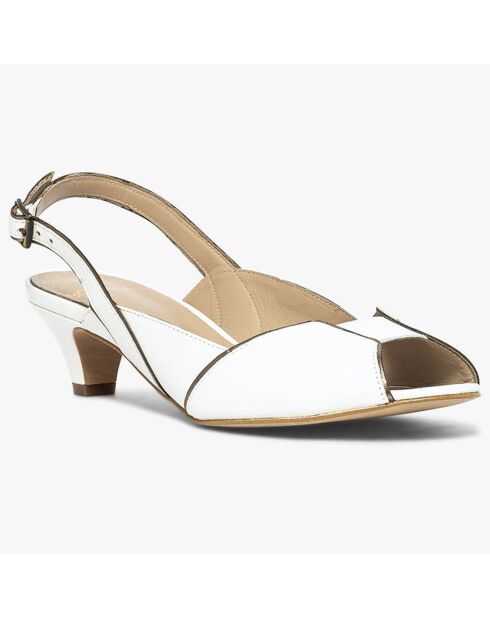 Slingbacks en Cuir Hervea crème