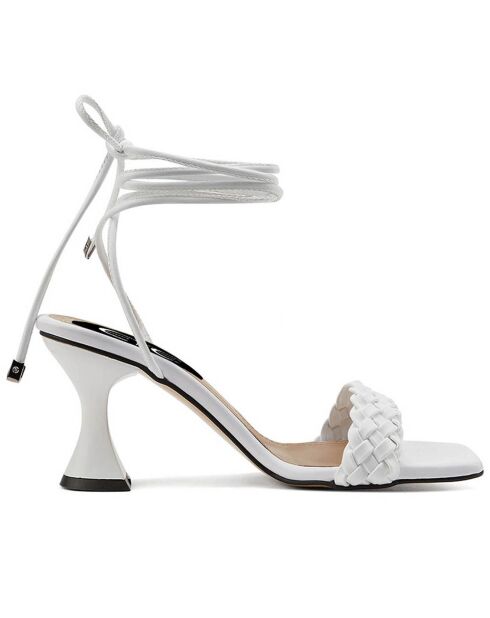 Julia Weiße Ledersandalen - 8 cm Absatz