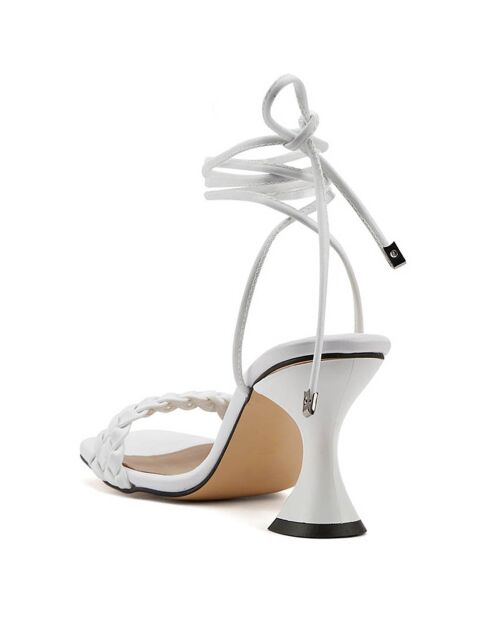 Julia Weiße Ledersandalen - 8 cm Absatz