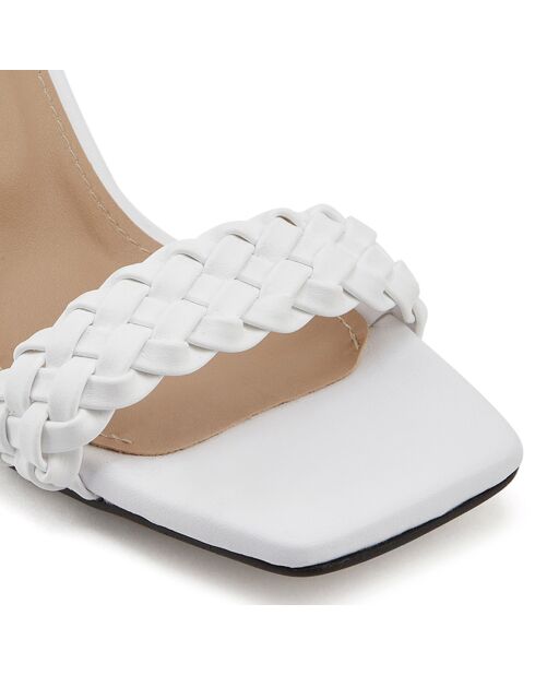 Julia Weiße Ledersandalen - 8 cm Absatz