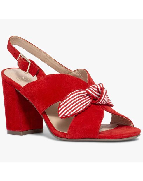 Sandales en Velours de Cuir Paulin rouges - Talon 9 cm