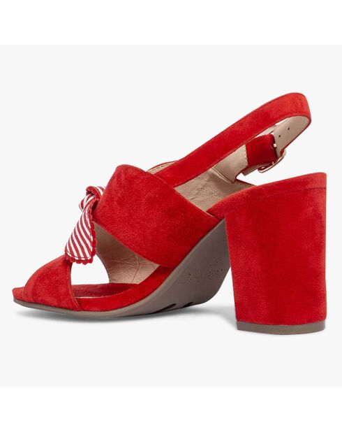 Sandales en Velours de Cuir Paulin rouges - Talon 9 cm