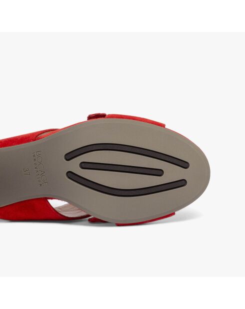 Sandales en Velours de Cuir Paulin rouges - Talon 9 cm