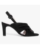 Sandales en Velours de Cuir Pretoria noires - Talon 8.5 cm