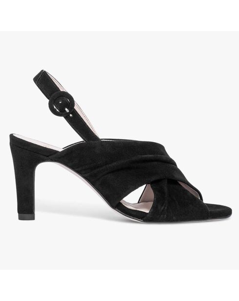 Sandales en Velours de Cuir Pretoria noires - Talon 8.5 cm