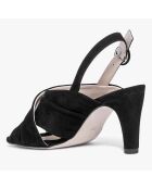 Sandales en Velours de Cuir Pretoria noires - Talon 8.5 cm