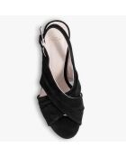 Sandales en Velours de Cuir Pretoria noires - Talon 8.5 cm