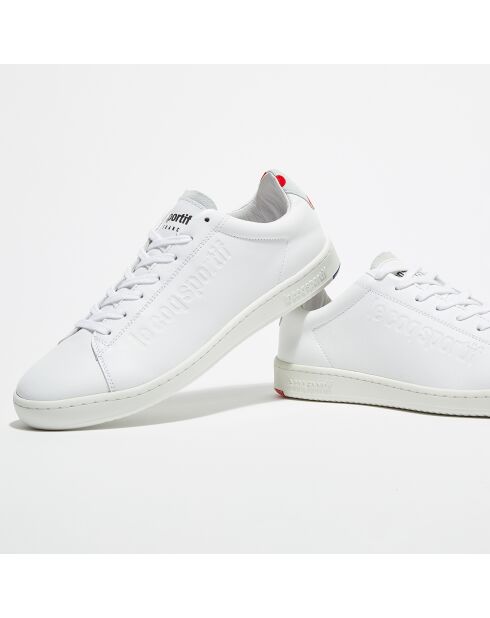 Sneakers en Cuir Blazon Sport Made in France blanc/rouge