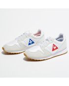 Sneakers en Velours de Cuir & Mesh Omega  Made in France blanches