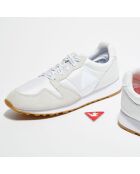 Sneakers en Velours de Cuir & Mesh Omega  Made in France blanches