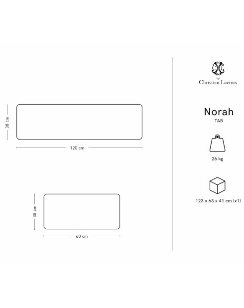 Table basse Norah beige - 38x60x120 cm