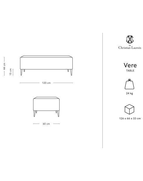 Table basse Vere gris foncé - 44x60x120 cm