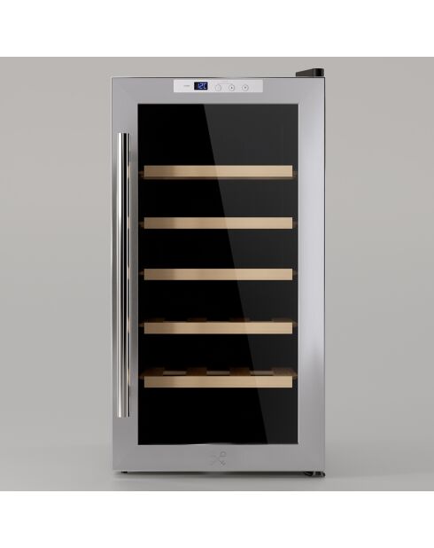 Vrijstaande zilveren wijnkelder met 18 flessen - 34,5x47,5x66,7 cm