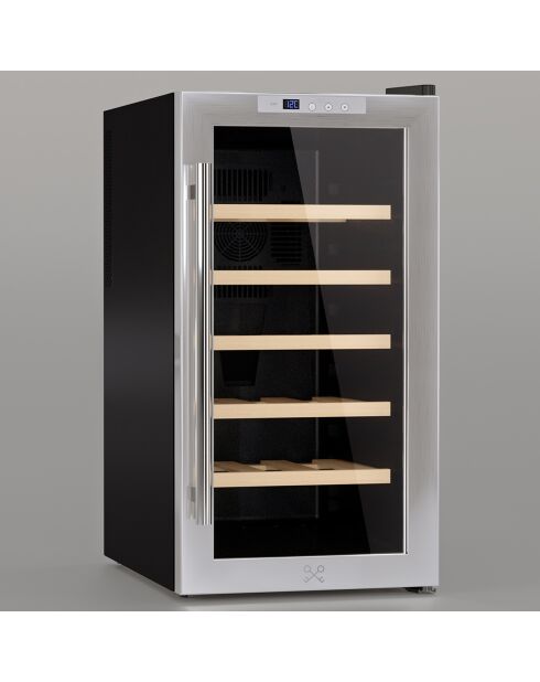 Vrijstaande zilveren wijnkelder met 18 flessen - 34,5x47,5x66,7 cm